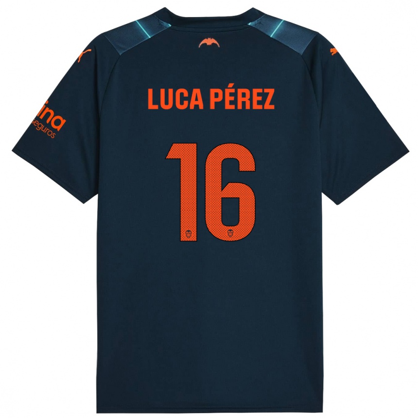 Niño Fútbol Camiseta Simón Luca Pérez #16 Azul Marino 2ª Equipación 2023/24 Perú