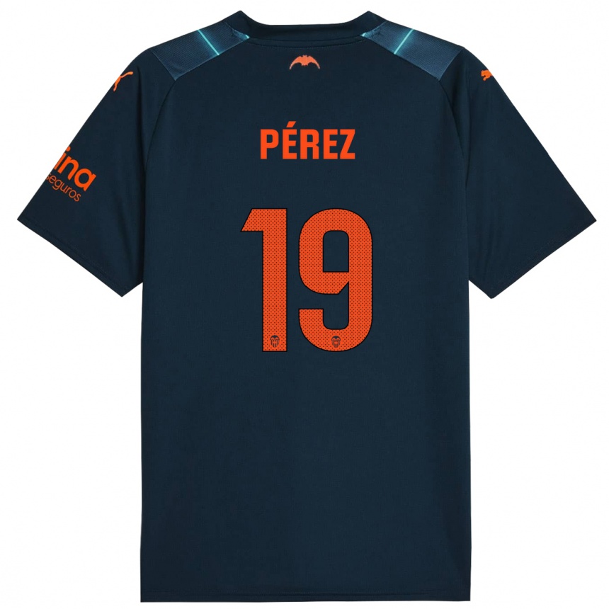 Niño Fútbol Camiseta Joselu Pérez #19 Azul Marino 2ª Equipación 2023/24 Perú