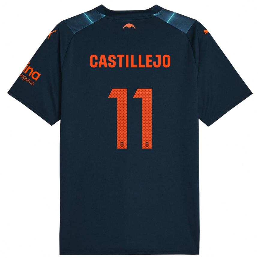 Niño Fútbol Camiseta Samu Castillejo #11 Azul Marino 2ª Equipación 2023/24 Perú