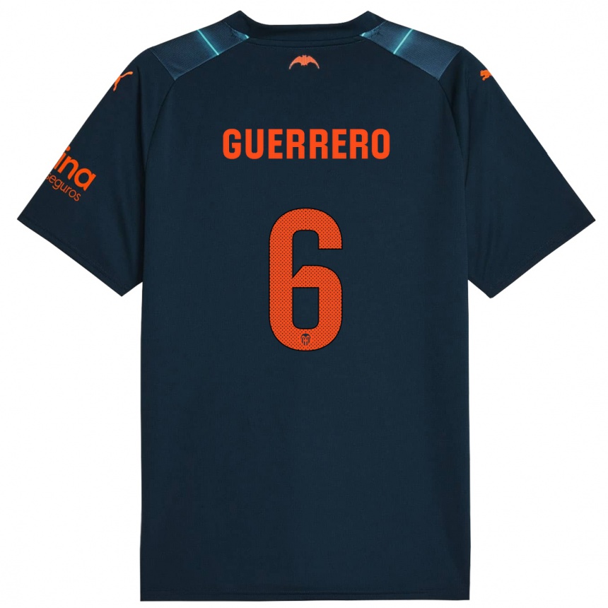 Niño Fútbol Camiseta Paula Guerrero #6 Azul Marino 2ª Equipación 2023/24 Perú