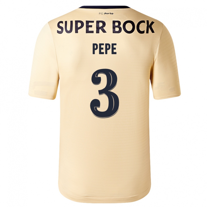 Niño Fútbol Camiseta Pepe #3 Beige-Dorado 2ª Equipación 2023/24 Perú