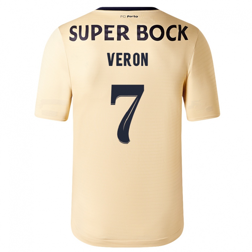 Niño Fútbol Camiseta Gabriel Veron #7 Beige-Dorado 2ª Equipación 2023/24 Perú