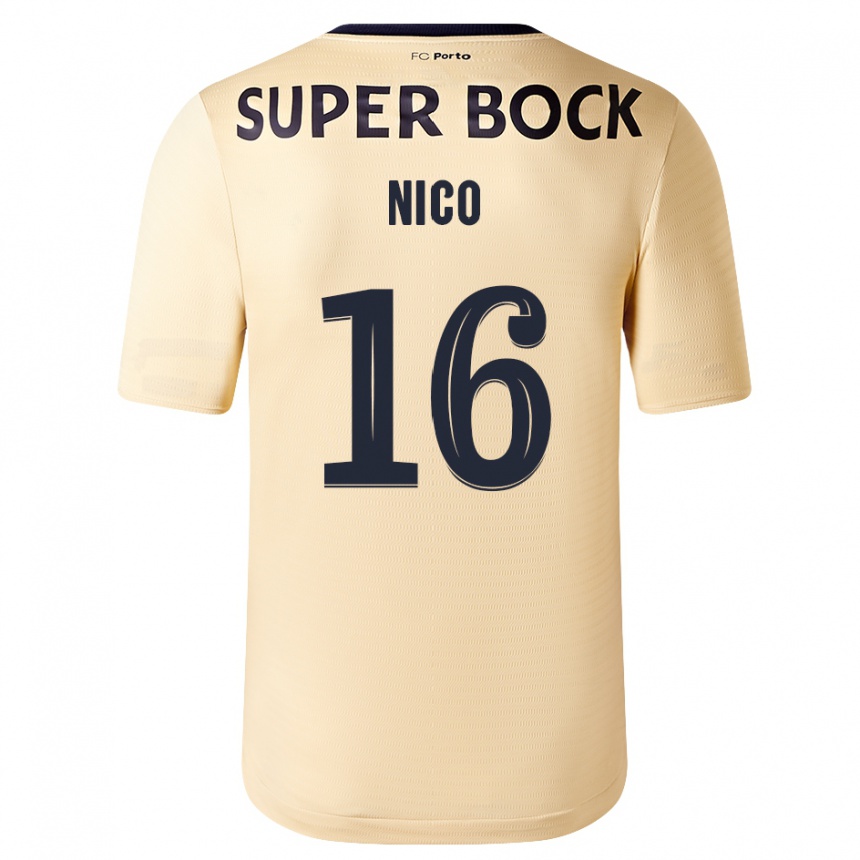 Niño Fútbol Camiseta Nico Gonzalez #16 Beige-Dorado 2ª Equipación 2023/24 Perú