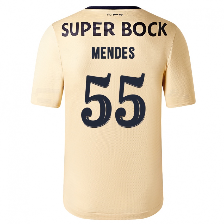 Niño Fútbol Camiseta João Mendes #55 Beige-Dorado 2ª Equipación 2023/24 Perú