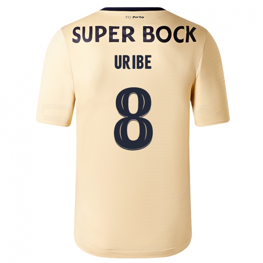 Niño Fútbol Camiseta Mateus Uribe #8 Beige-Dorado 2ª Equipación 2023/24 Perú