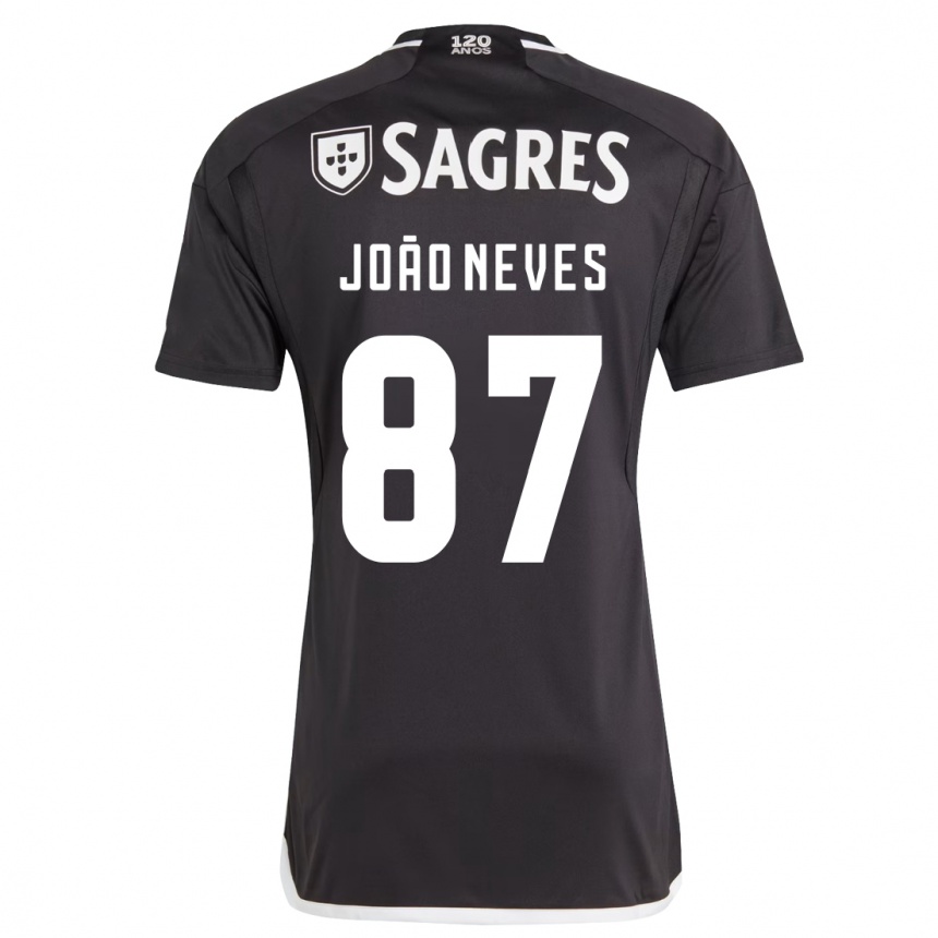 Niño Fútbol Camiseta João Neves #87 Negro 2ª Equipación 2023/24 Perú