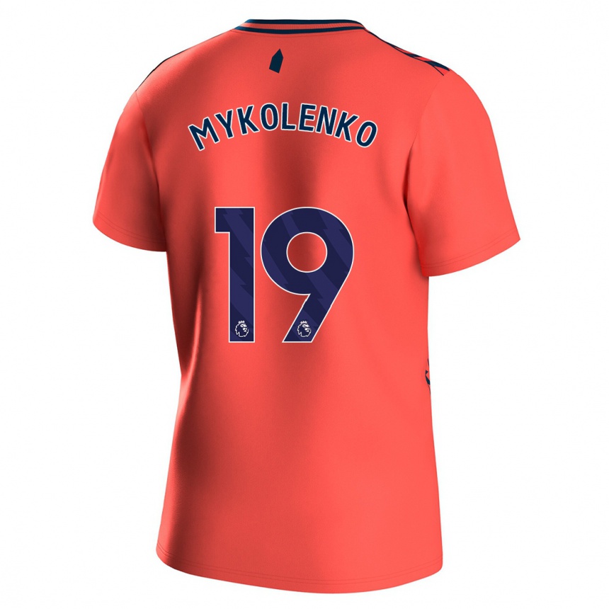 Hombre Fútbol Camiseta Vitaliy Mykolenko #19 Coralino 2ª Equipación 2023/24 Perú