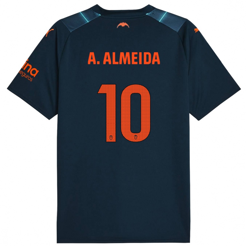 Hombre Fútbol Camiseta André Almeida #10 Azul Marino 2ª Equipación 2023/24 Perú