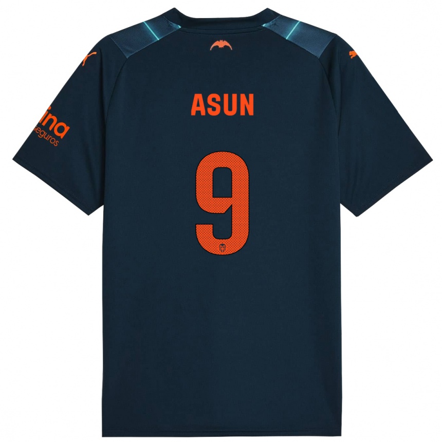 Hombre Fútbol Camiseta Asun #9 Azul Marino 2ª Equipación 2023/24 Perú