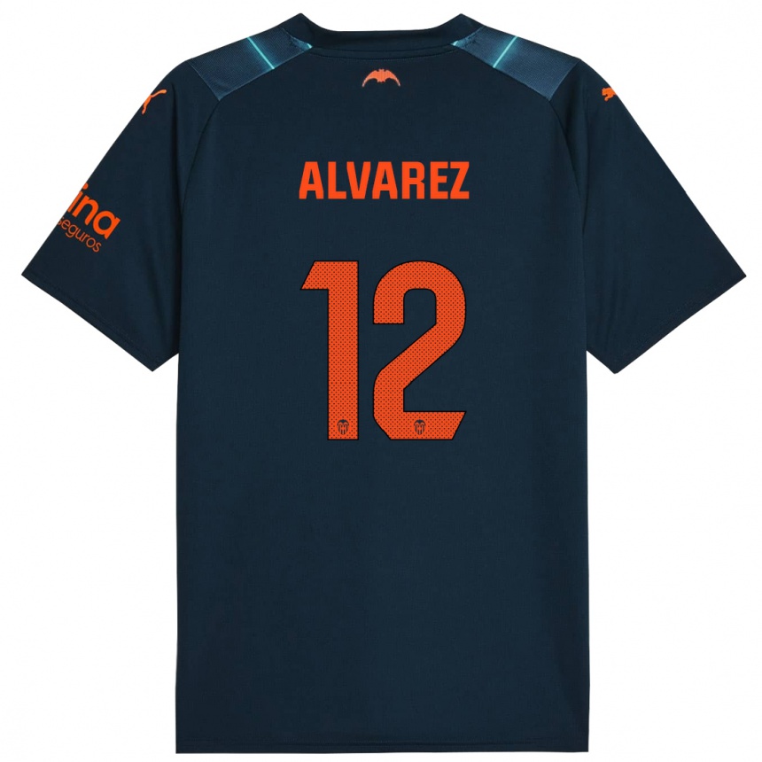 Hombre Fútbol Camiseta Sofia Alvarez #12 Azul Marino 2ª Equipación 2023/24 Perú