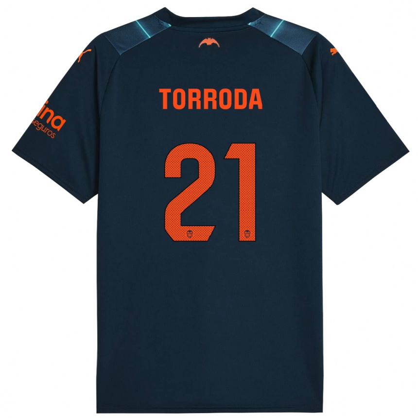 Hombre Fútbol Camiseta Anna Torroda #21 Azul Marino 2ª Equipación 2023/24 Perú