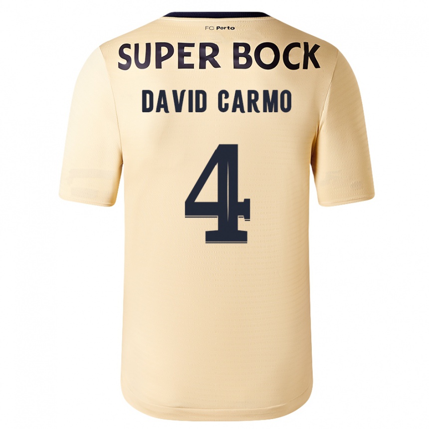 Hombre Fútbol Camiseta David Carmo #4 Beige-Dorado 2ª Equipación 2023/24 Perú