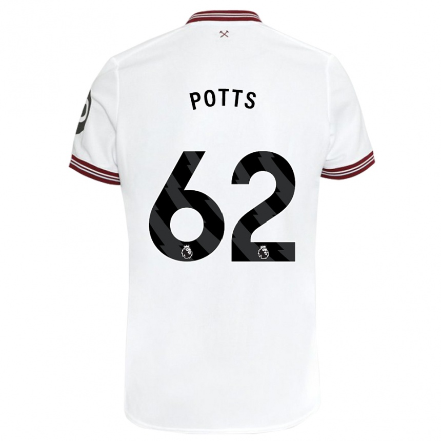 Mujer Fútbol Camiseta Freddie Potts #62 Blanco 2ª Equipación 2023/24 Perú