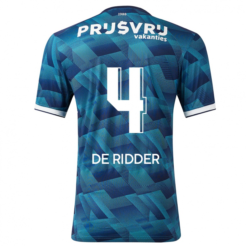 Mujer Fútbol Camiseta Robine De Ridder #4 Azul 2ª Equipación 2023/24 Perú