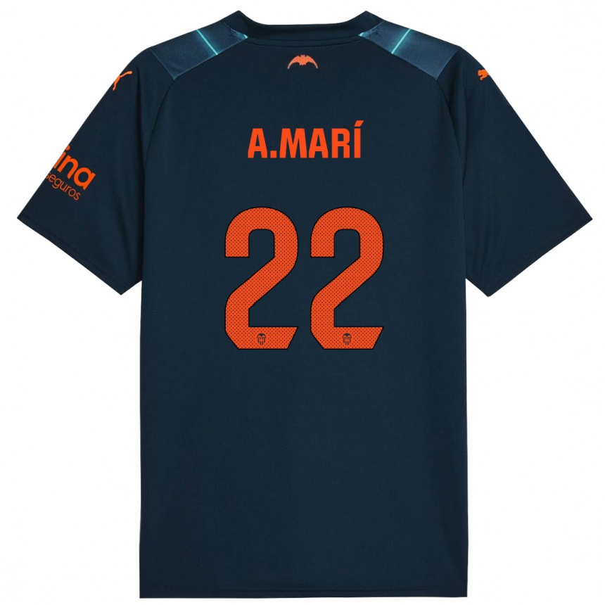 Mujer Fútbol Camiseta Alberto Marí #22 Azul Marino 2ª Equipación 2023/24 Perú