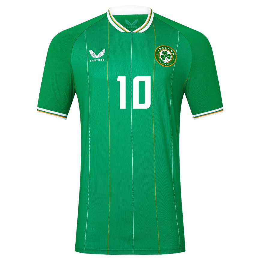 Niño Fútbol Camiseta Irlanda Adam Idah #10 Verde 1ª Equipación 24-26 Perú