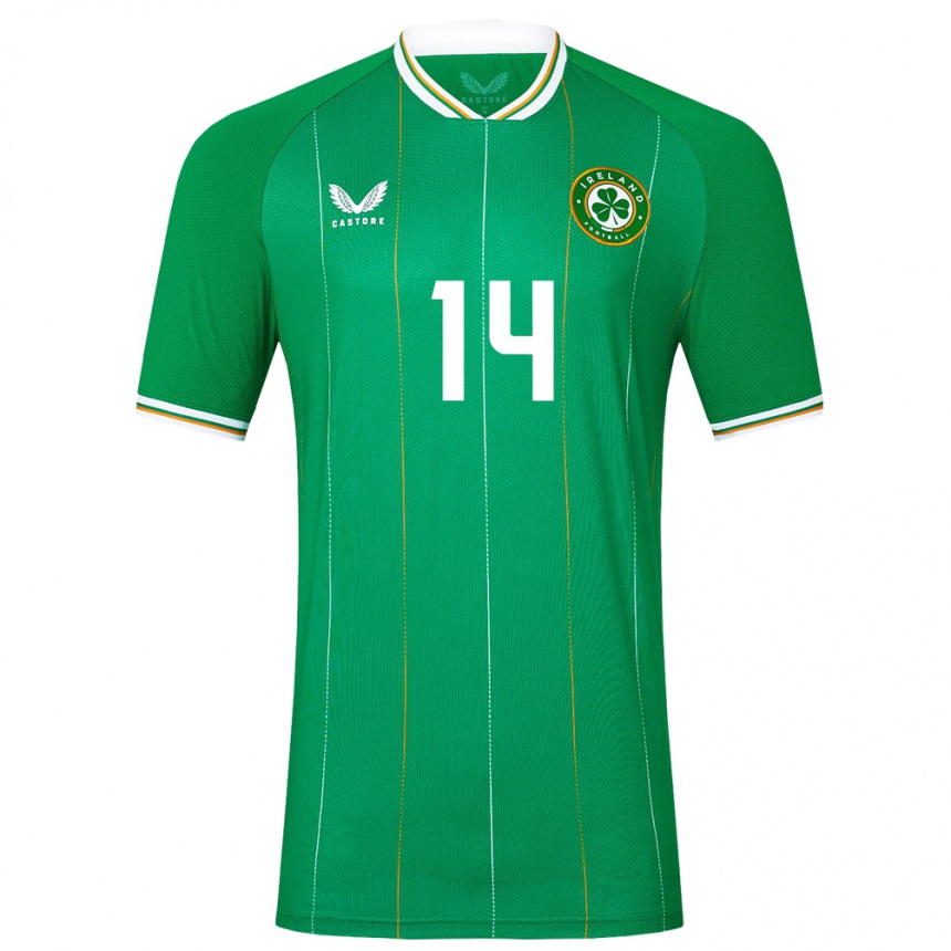 Niño Fútbol Camiseta Irlanda Kaylem Harnett #14 Verde 1ª Equipación 24-26 Perú