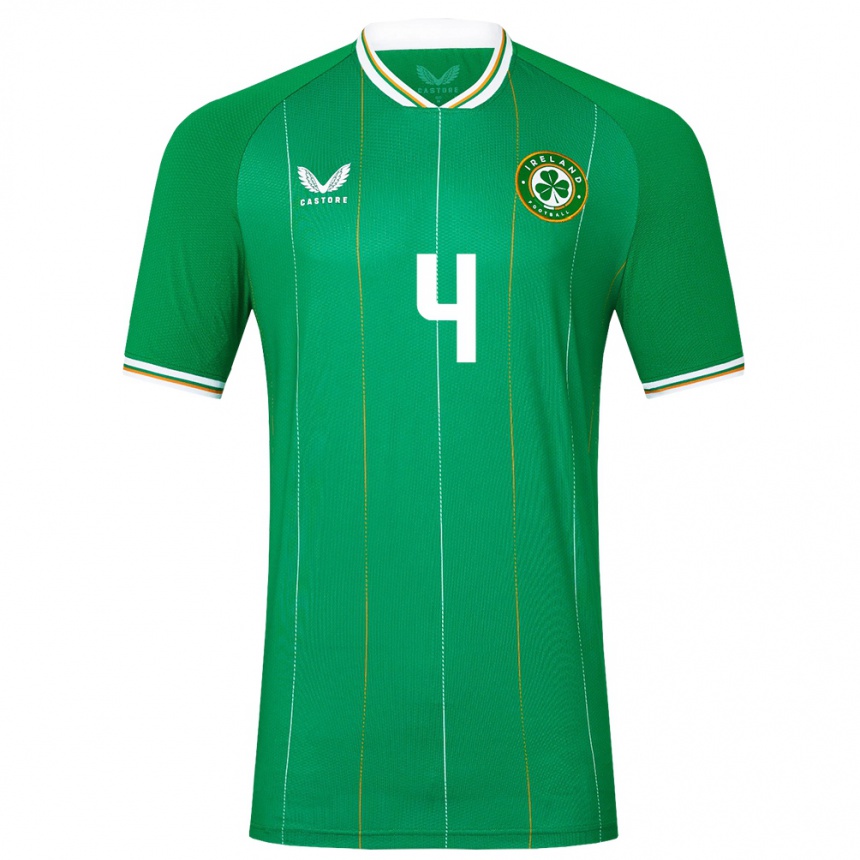 Niño Fútbol Camiseta Irlanda Cathal Heffernan #4 Verde 1ª Equipación 24-26 Perú