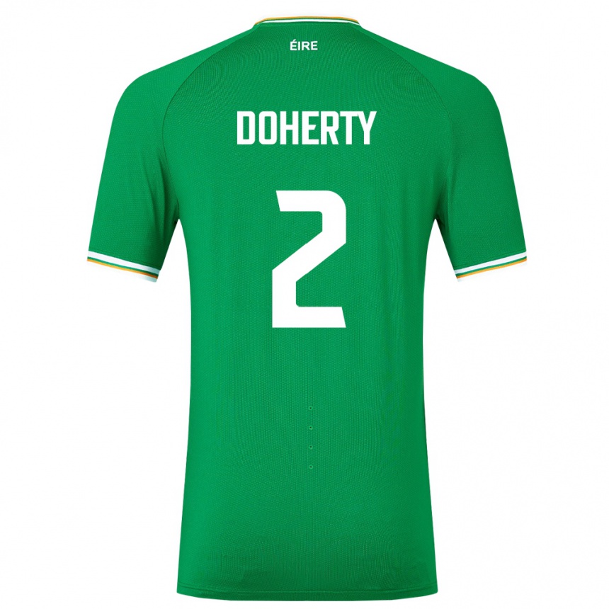 Niño Fútbol Camiseta Irlanda Matt Doherty #2 Verde 1ª Equipación 24-26 Perú