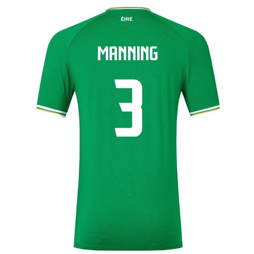 Niño Fútbol Camiseta Irlanda Ryan Manning #3 Verde 1ª Equipación 24-26 Perú