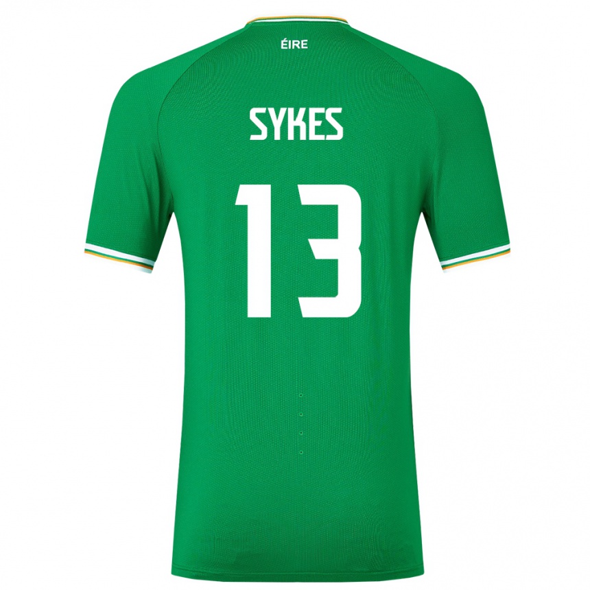 Niño Fútbol Camiseta Irlanda Mark Sykes #13 Verde 1ª Equipación 24-26 Perú