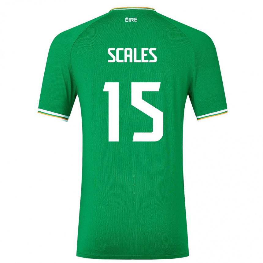 Niño Fútbol Camiseta Irlanda Liam Scales #15 Verde 1ª Equipación 24-26 Perú