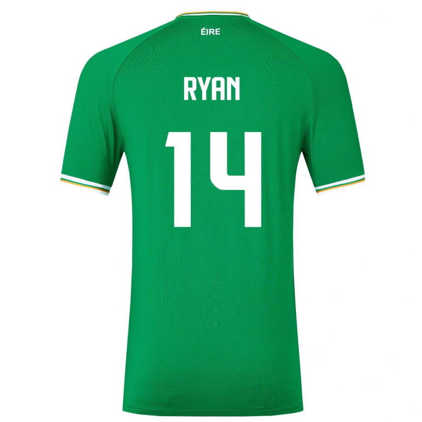 Niño Fútbol Camiseta Irlanda John Ryan #14 Verde 1ª Equipación 24-26 Perú