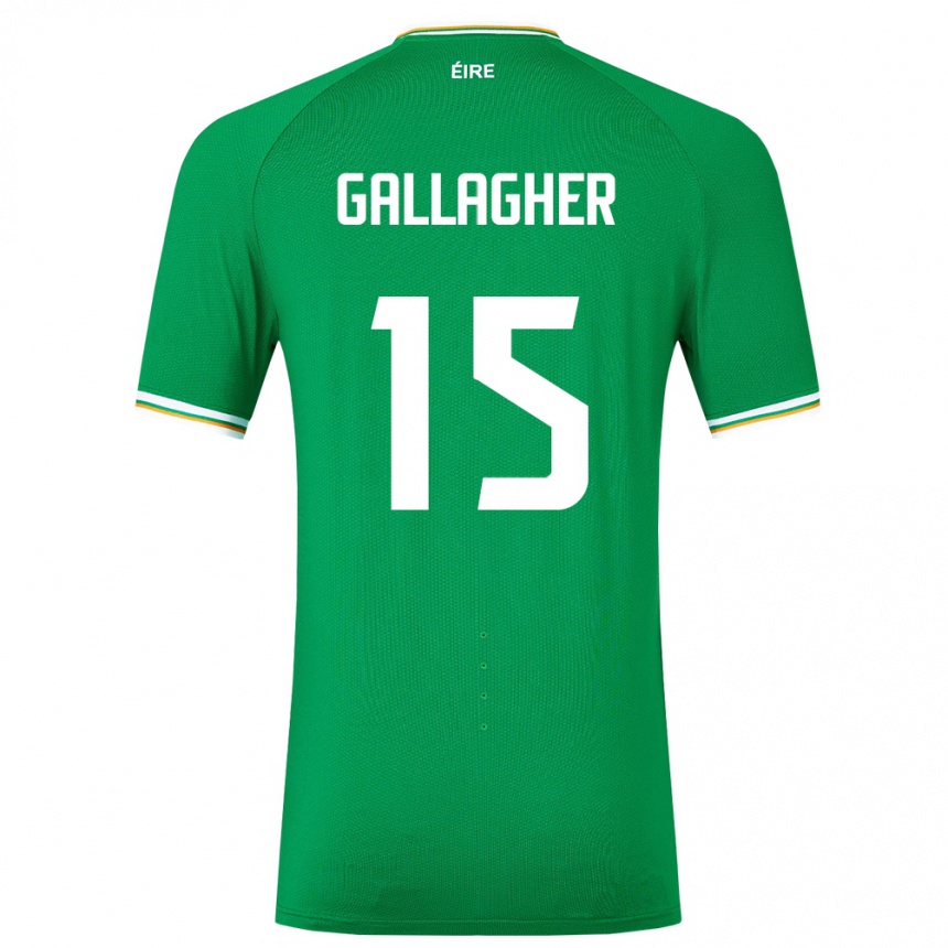 Niño Fútbol Camiseta Irlanda Oisín Gallagher #15 Verde 1ª Equipación 24-26 Perú