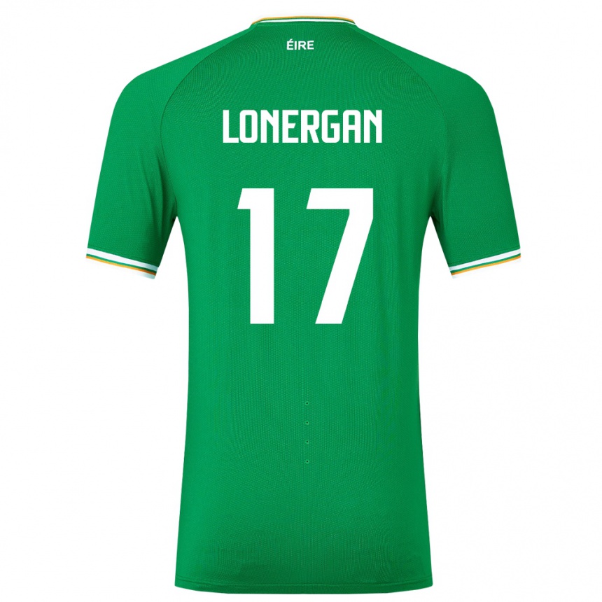 Niño Fútbol Camiseta Irlanda Tom Lonergan #17 Verde 1ª Equipación 24-26 Perú