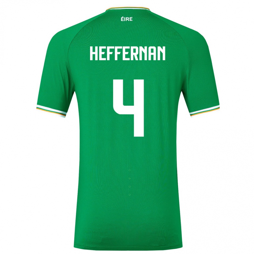 Niño Fútbol Camiseta Irlanda Cathal Heffernan #4 Verde 1ª Equipación 24-26 Perú