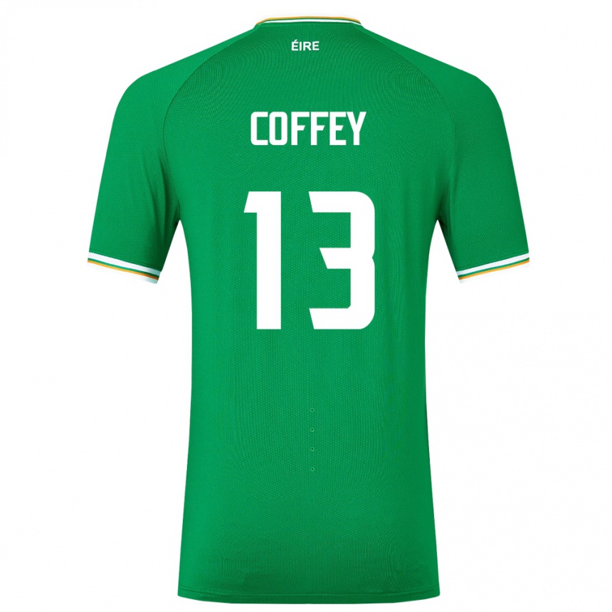 Niño Fútbol Camiseta Irlanda Fiachra Coffey #13 Verde 1ª Equipación 24-26 Perú