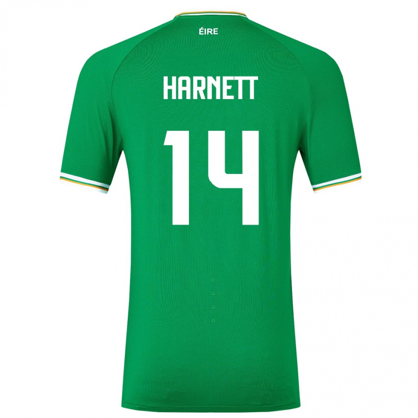 Niño Fútbol Camiseta Irlanda Kaylem Harnett #14 Verde 1ª Equipación 24-26 Perú