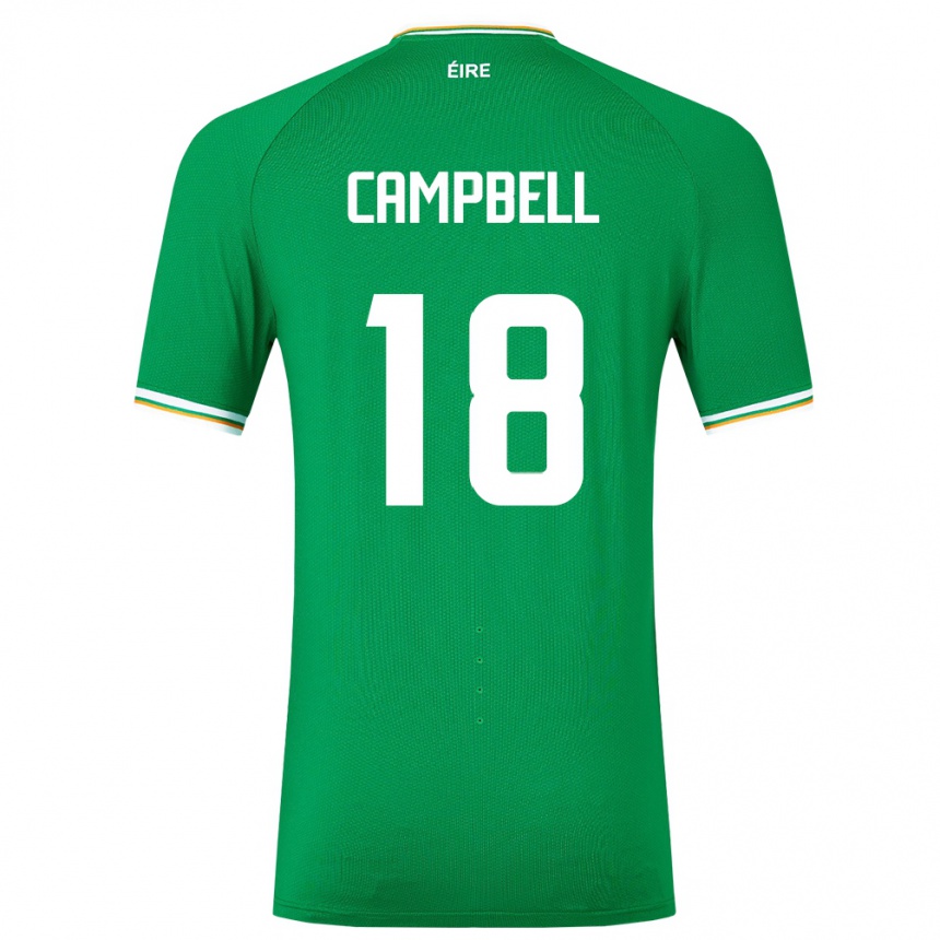 Niño Fútbol Camiseta Irlanda Megan Campbell #18 Verde 1ª Equipación 24-26 Perú