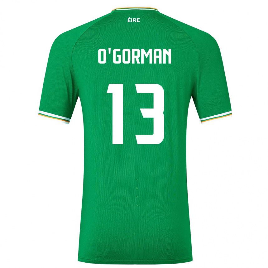 Niño Fútbol Camiseta Irlanda Áine O'gorman #13 Verde 1ª Equipación 24-26 Perú