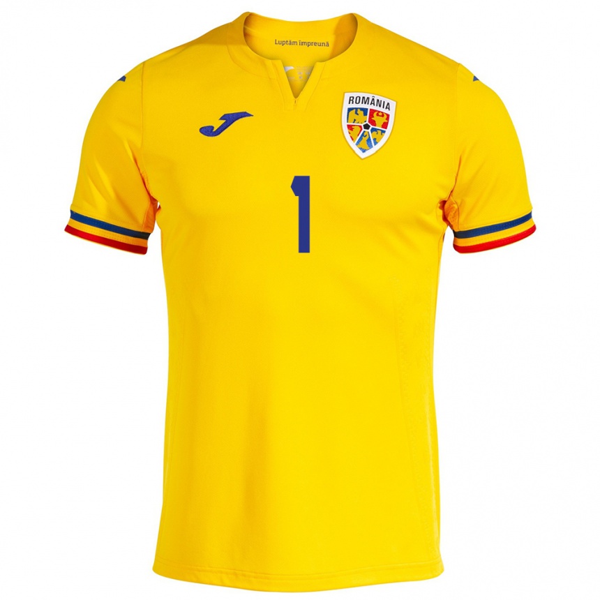 Niño Fútbol Camiseta Rumania Răzvan Sava #1 Amarillo 1ª Equipación 24-26 Perú