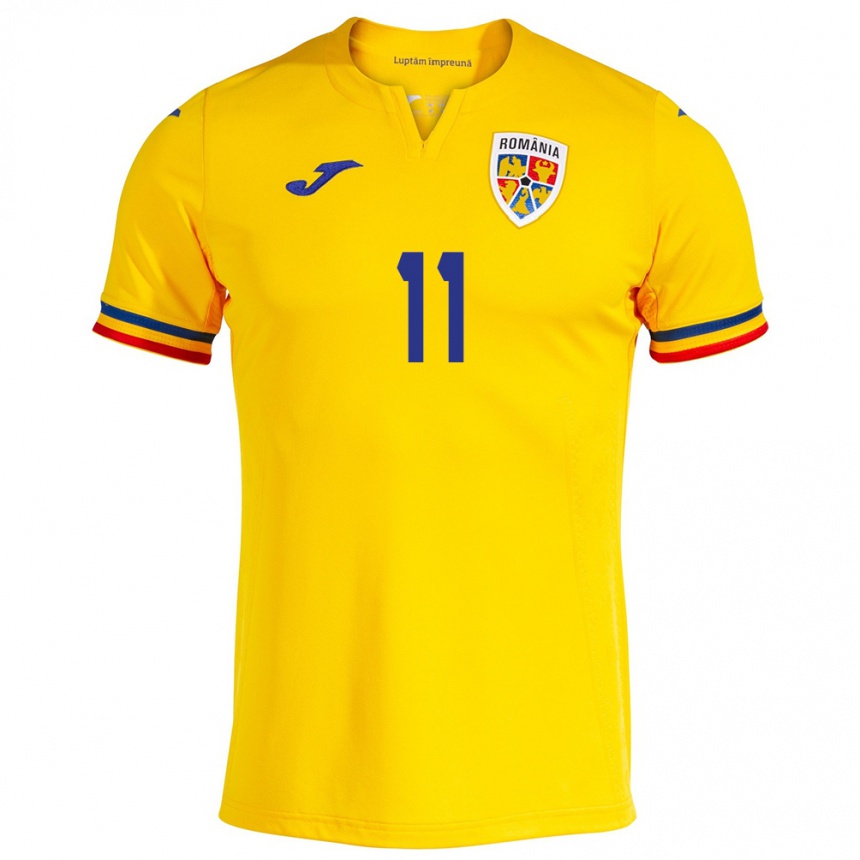 Niño Fútbol Camiseta Rumania Doru Andrei #11 Amarillo 1ª Equipación 24-26 Perú