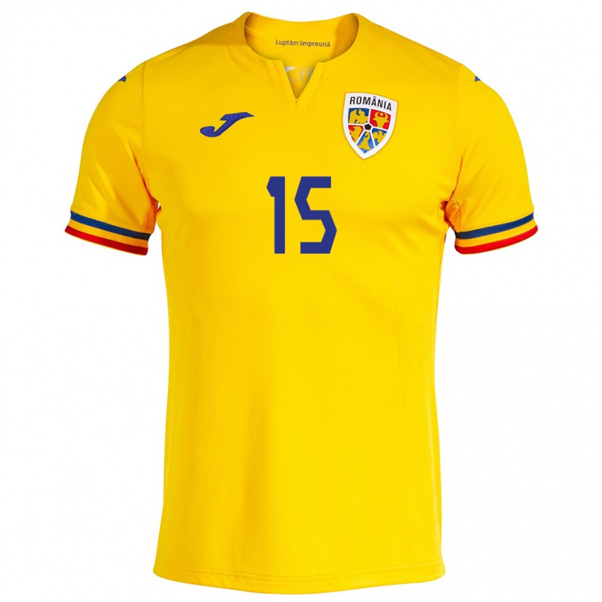 Niño Fútbol Camiseta Rumania Brigitta Gődér #15 Amarillo 1ª Equipación 24-26 Perú