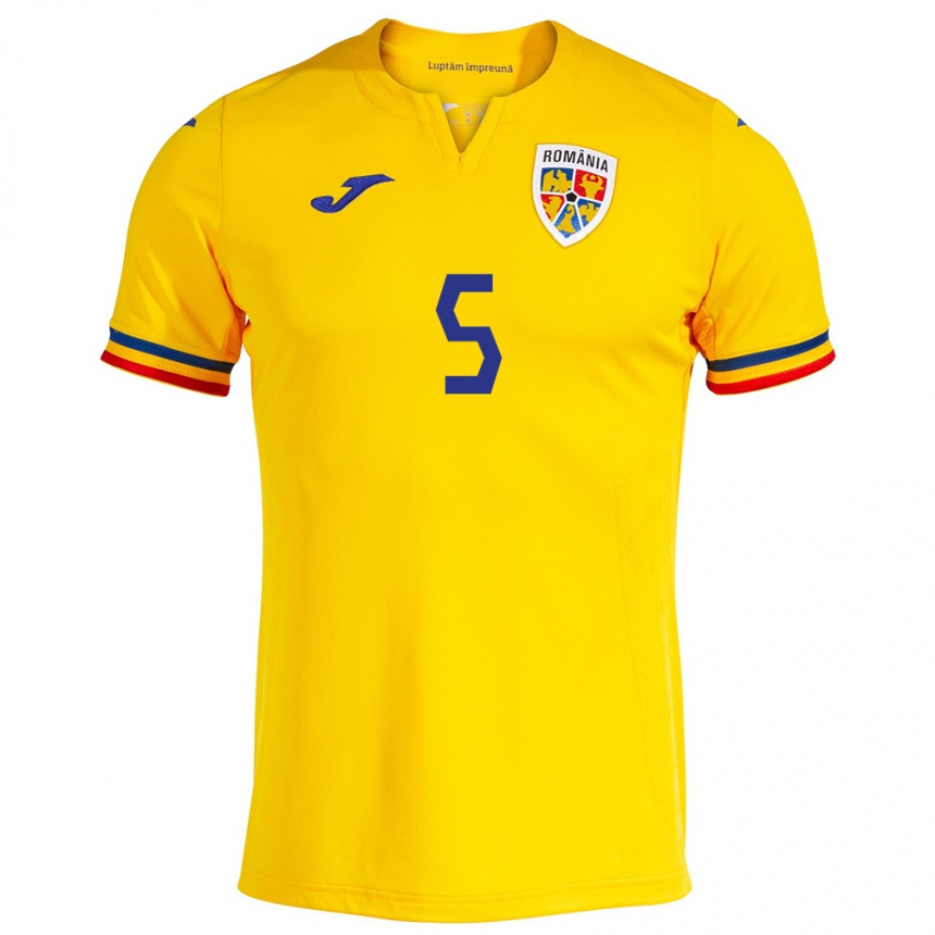 Niño Fútbol Camiseta Rumania Ümit Akdağ #5 Amarillo 1ª Equipación 24-26 Perú