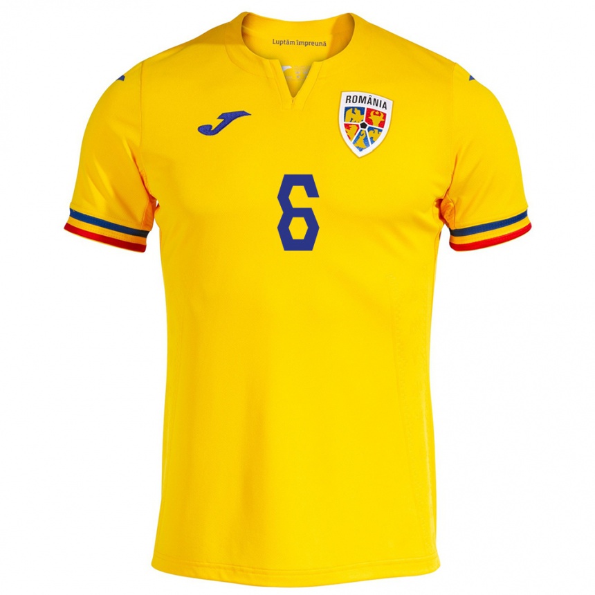 Niño Fútbol Camiseta Rumania Andrei Pandele #6 Amarillo 1ª Equipación 24-26 Perú