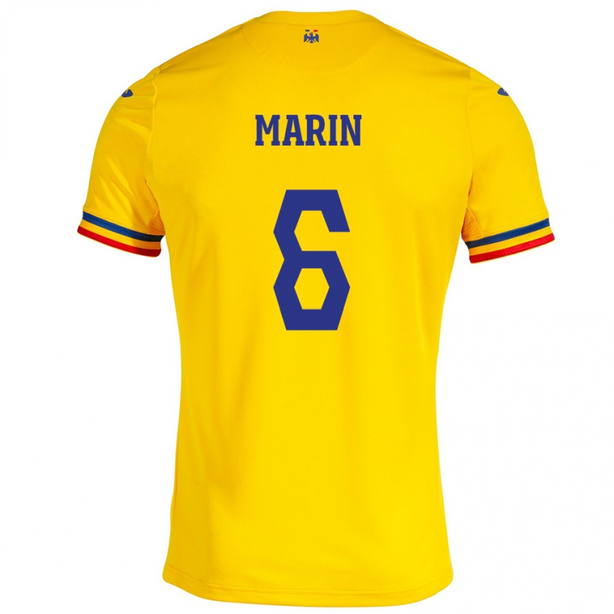 Niño Fútbol Camiseta Rumania Marius Marin #6 Amarillo 1ª Equipación 24-26 Perú