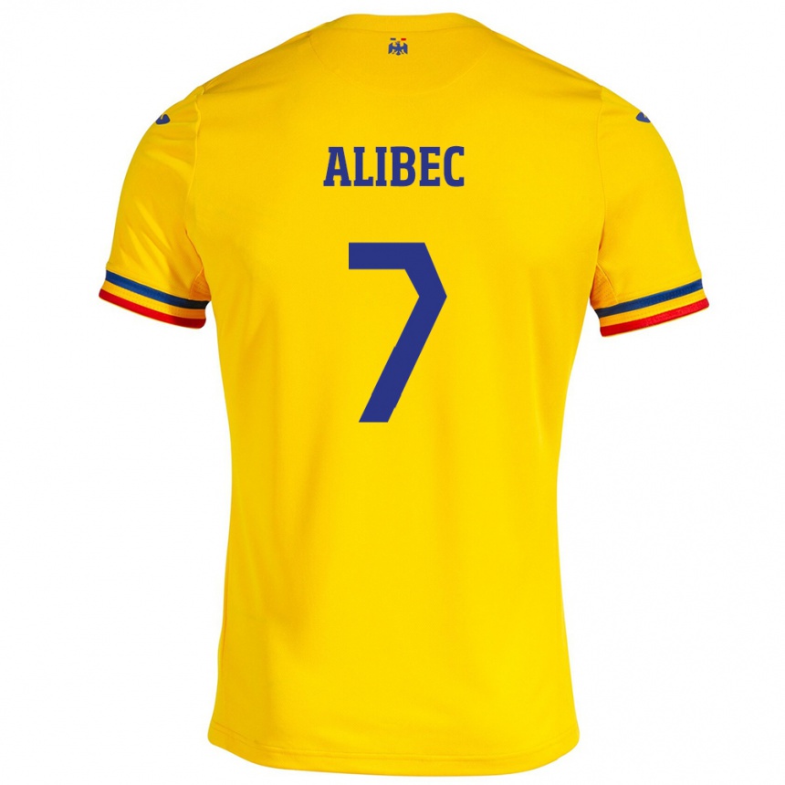 Niño Fútbol Camiseta Rumania Denis Alibec #7 Amarillo 1ª Equipación 24-26 Perú