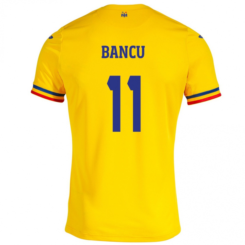 Niño Fútbol Camiseta Rumania Nicuşor Bancu #11 Amarillo 1ª Equipación 24-26 Perú