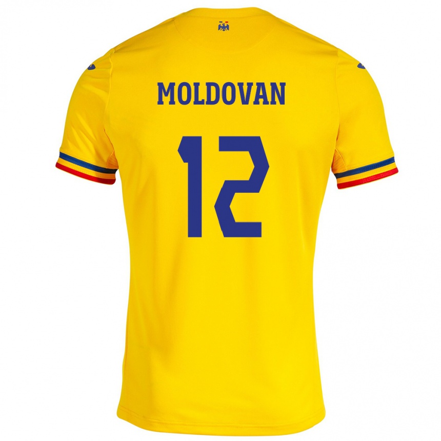 Niño Fútbol Camiseta Rumania Horaţiu Moldovan #12 Amarillo 1ª Equipación 24-26 Perú