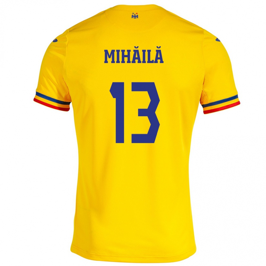 Niño Fútbol Camiseta Rumania Valentin Mihăilă #13 Amarillo 1ª Equipación 24-26 Perú