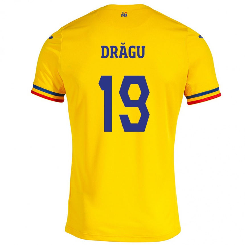 Niño Fútbol Camiseta Rumania Denis Drăguş #19 Amarillo 1ª Equipación 24-26 Perú