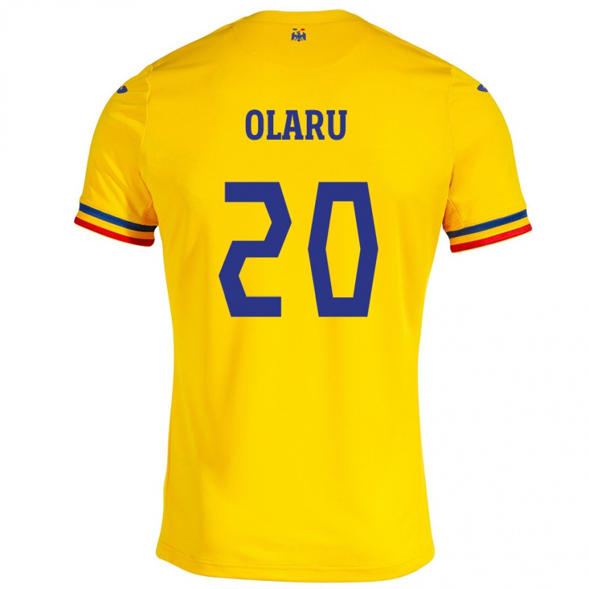 Niño Fútbol Camiseta Rumania Darius Olaru #20 Amarillo 1ª Equipación 24-26 Perú