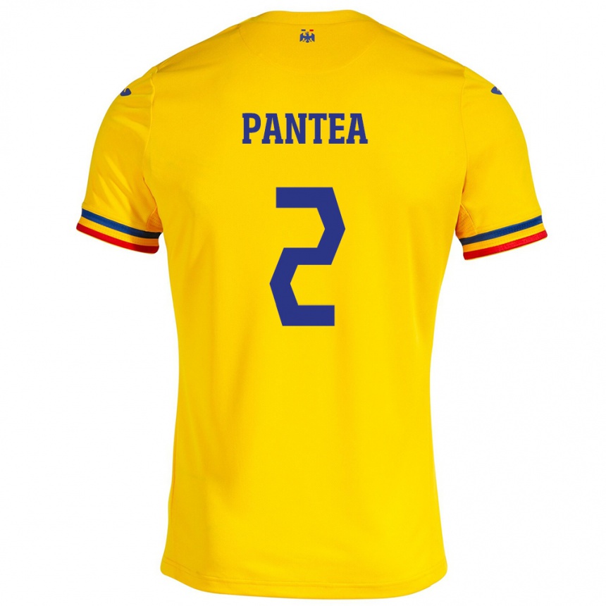 Niño Fútbol Camiseta Rumania Alexandru Pantea #2 Amarillo 1ª Equipación 24-26 Perú