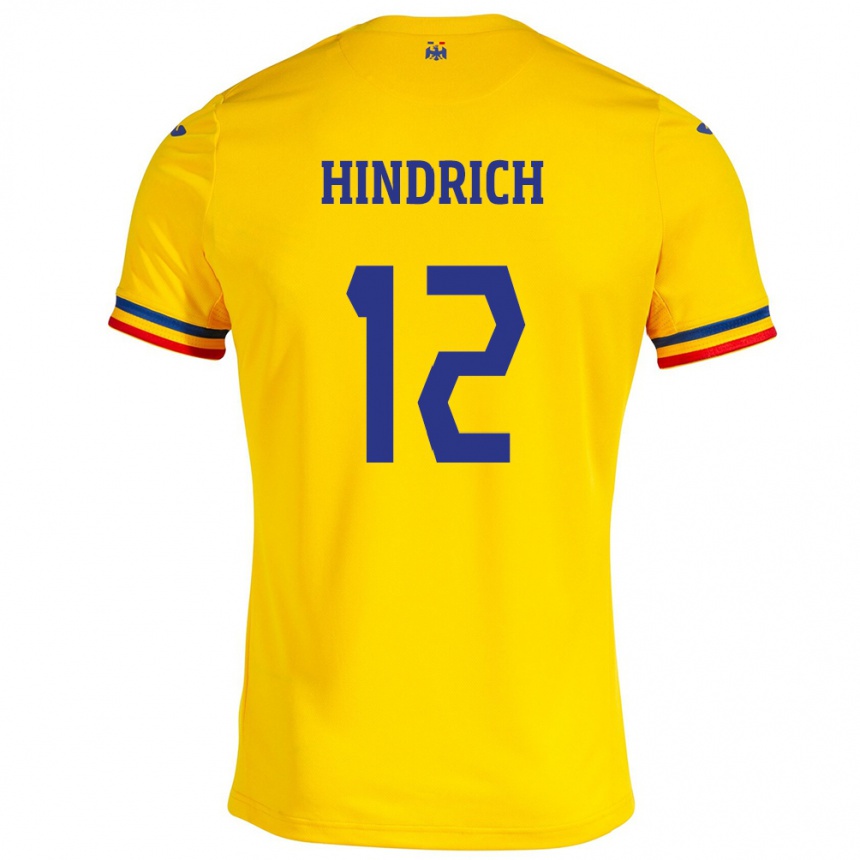 Niño Fútbol Camiseta Rumania Otto Hindrich #12 Amarillo 1ª Equipación 24-26 Perú