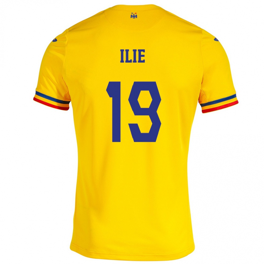 Niño Fútbol Camiseta Rumania Rareș Ilie #19 Amarillo 1ª Equipación 24-26 Perú