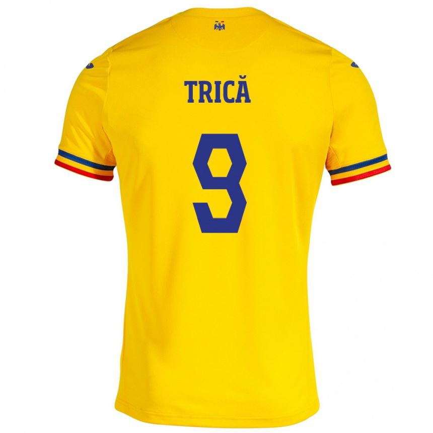 Niño Fútbol Camiseta Rumania Atanas Trică #9 Amarillo 1ª Equipación 24-26 Perú